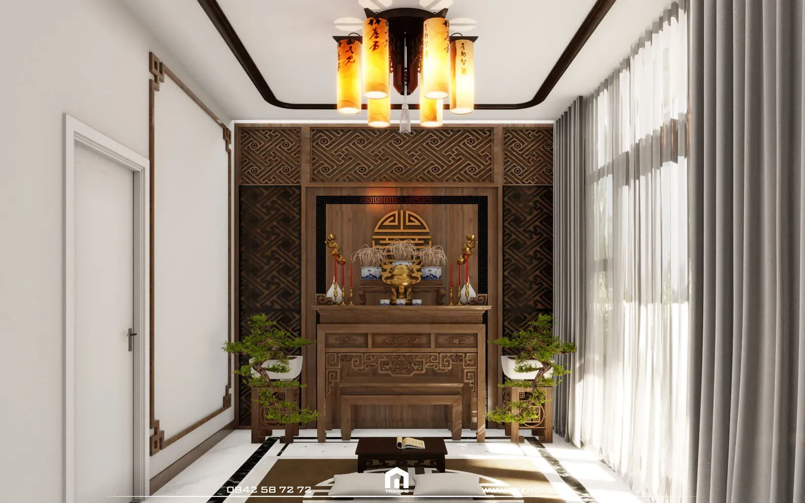 Phòng thờ trong không gian nhà phố phong cách Neo Classic