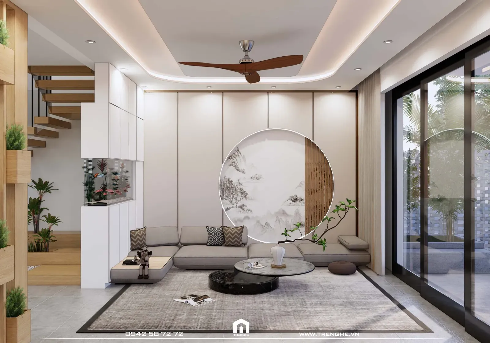 Thiết kế phòng khách Q’ House Long Điền đậm chất hiện đại