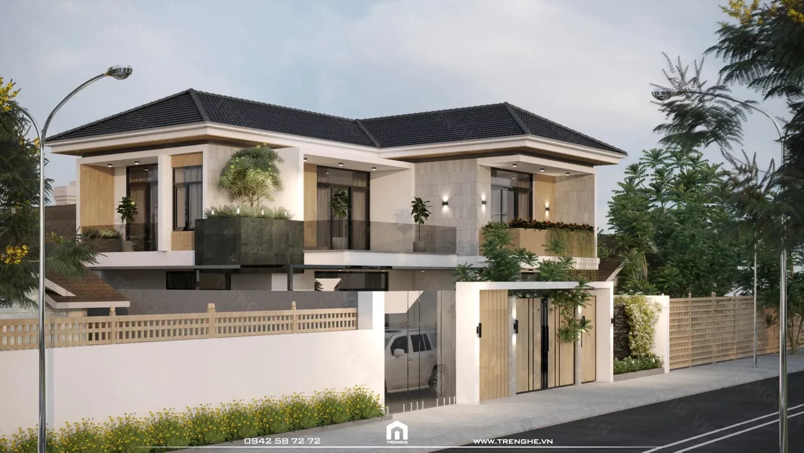 Sơn màu trắng cho ngoại thất biệt thự