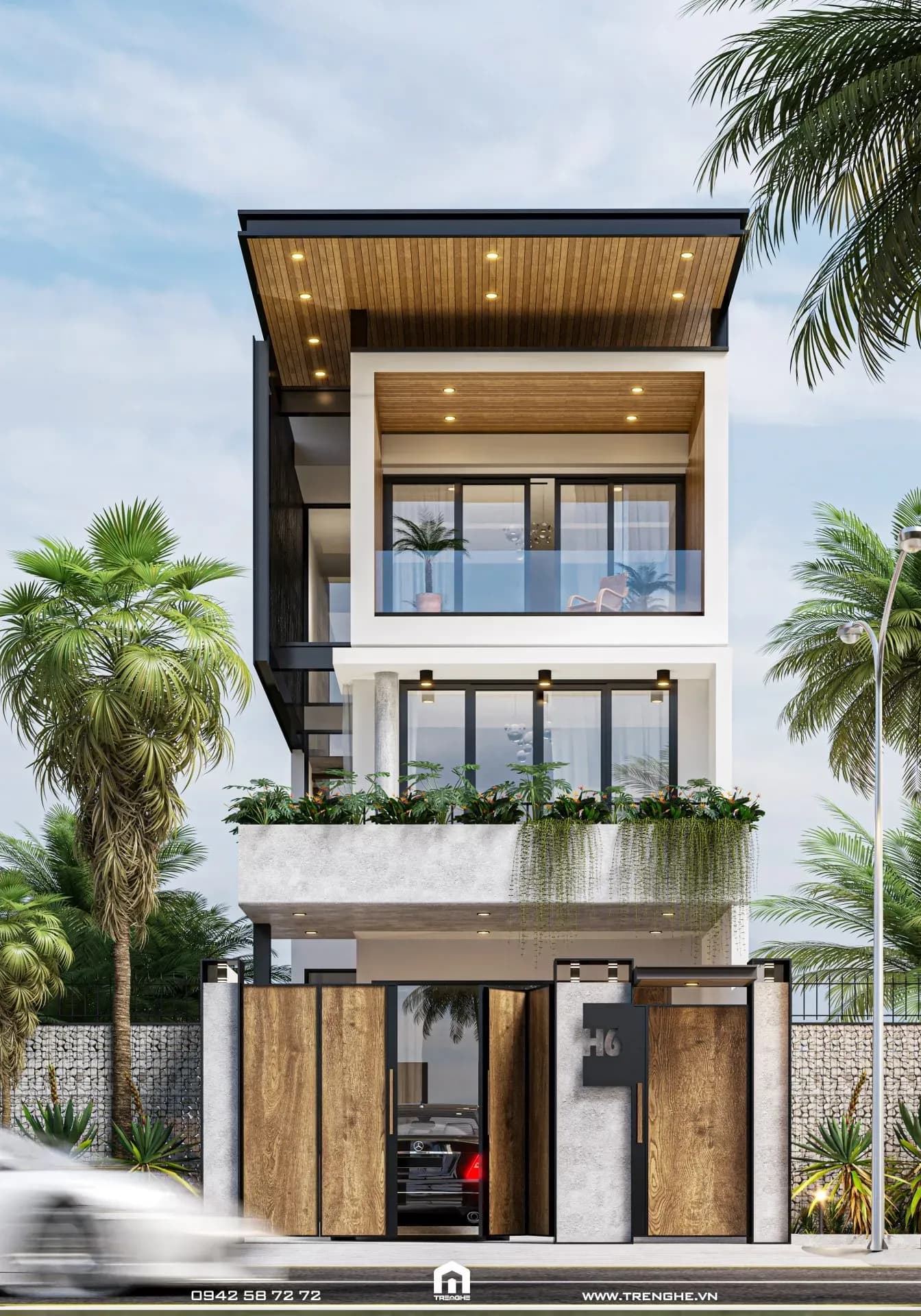 Thiết kế mặt tiền nhà phố T’ House Hòa Long phong cách hiện đại