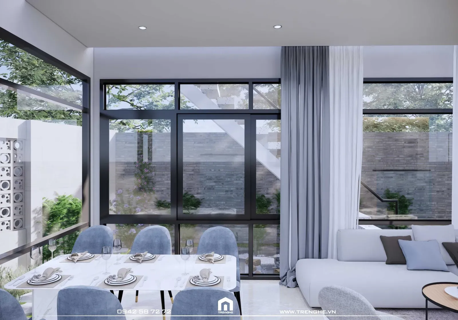 Khu vực bàn ăn phong cách hiện đại tại D’ House