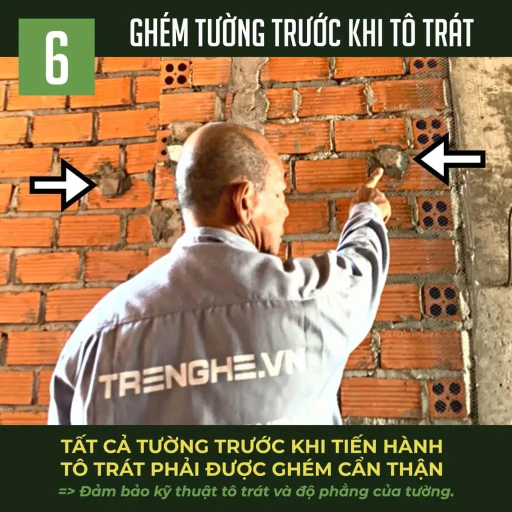 Ghém tường trước khi tô trát