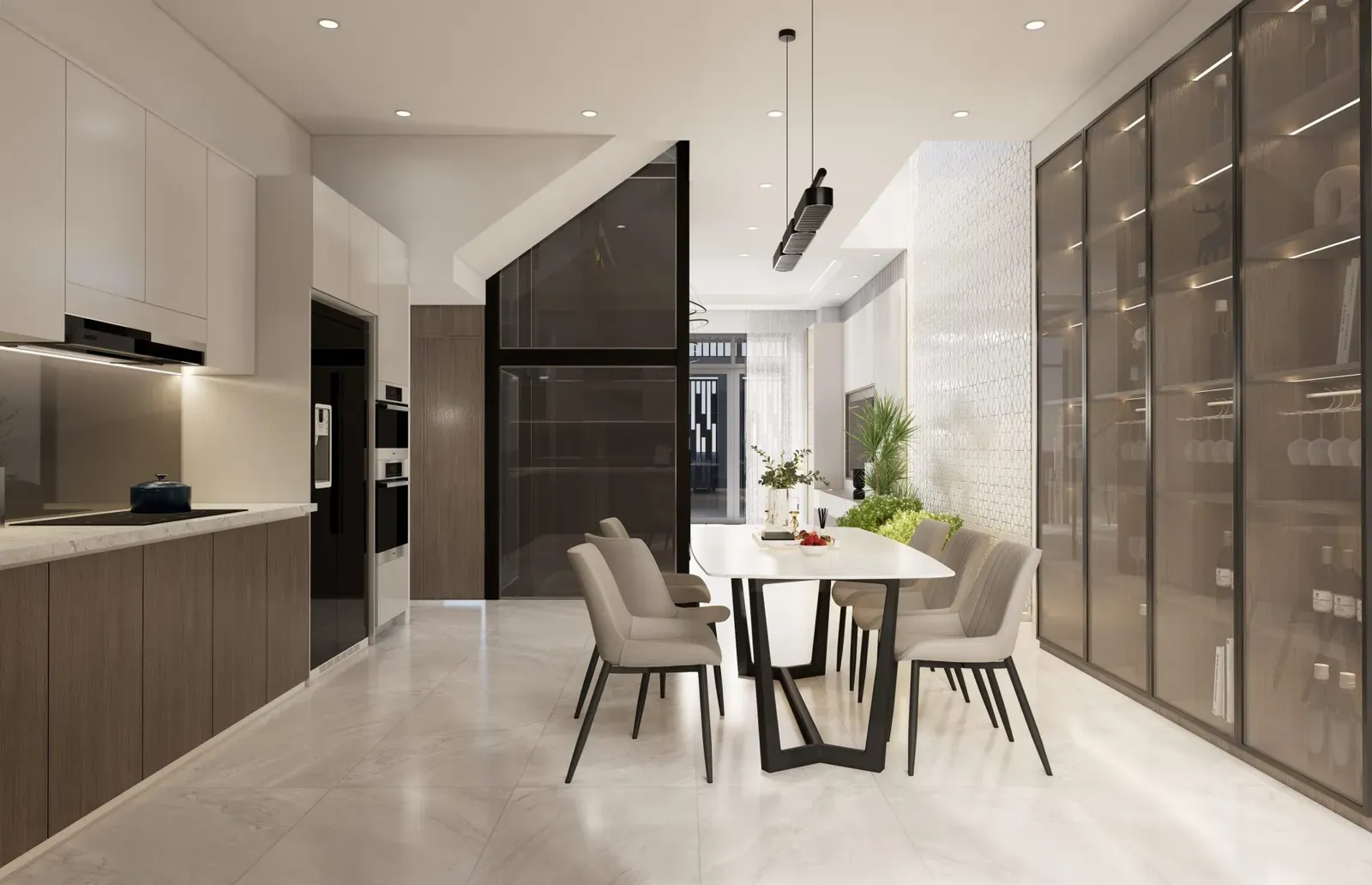 Thiết kế giếng trời thường gặp trong các mẫu nhà phố đơn giản hiện đại