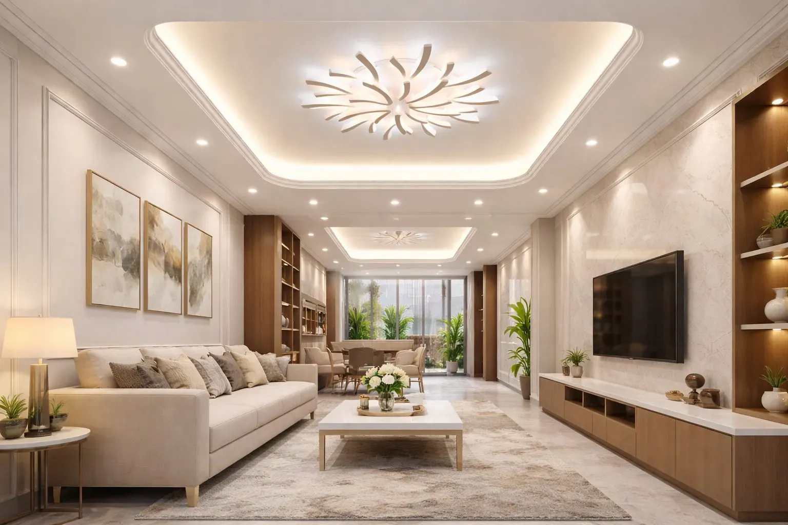 Thiết kế mẫu vách thạch cao dành cho nhà ống tạo chiều sâu cho không gian