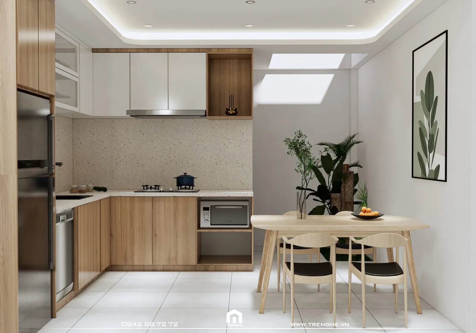 Thiết kế nội thất bếp chữ L cho nhà phố