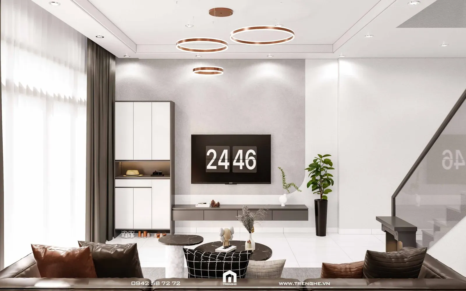 Hướng nhìn TV rất thoáng đãng và thanh lịch