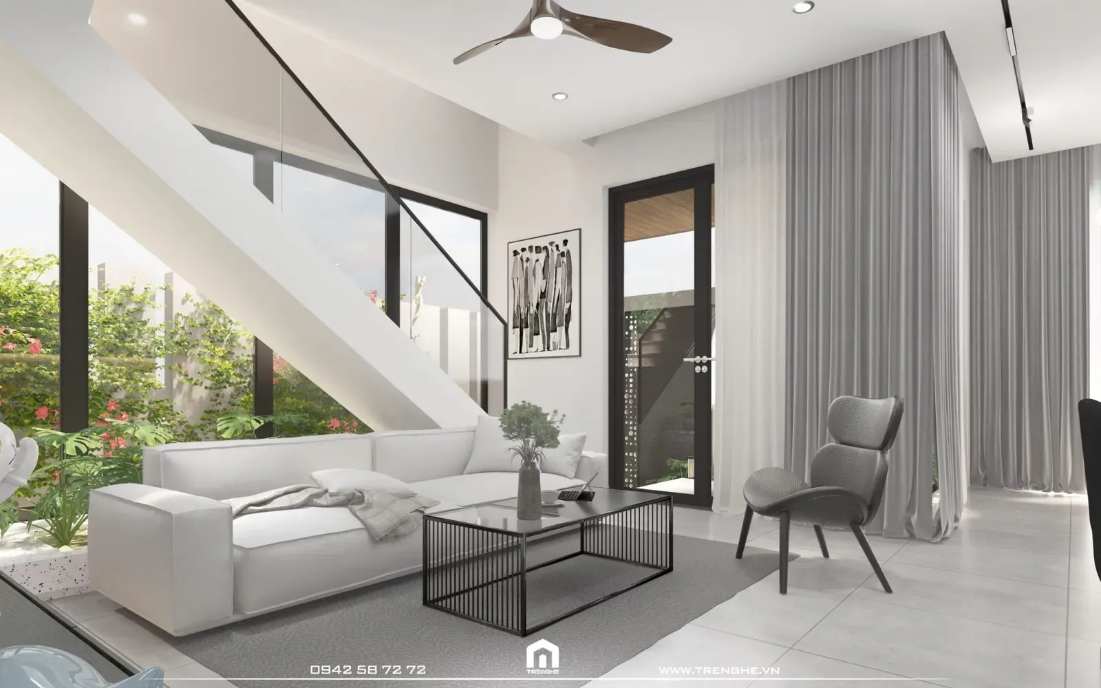 Nội thất nhà phố tối giản với tông màu be