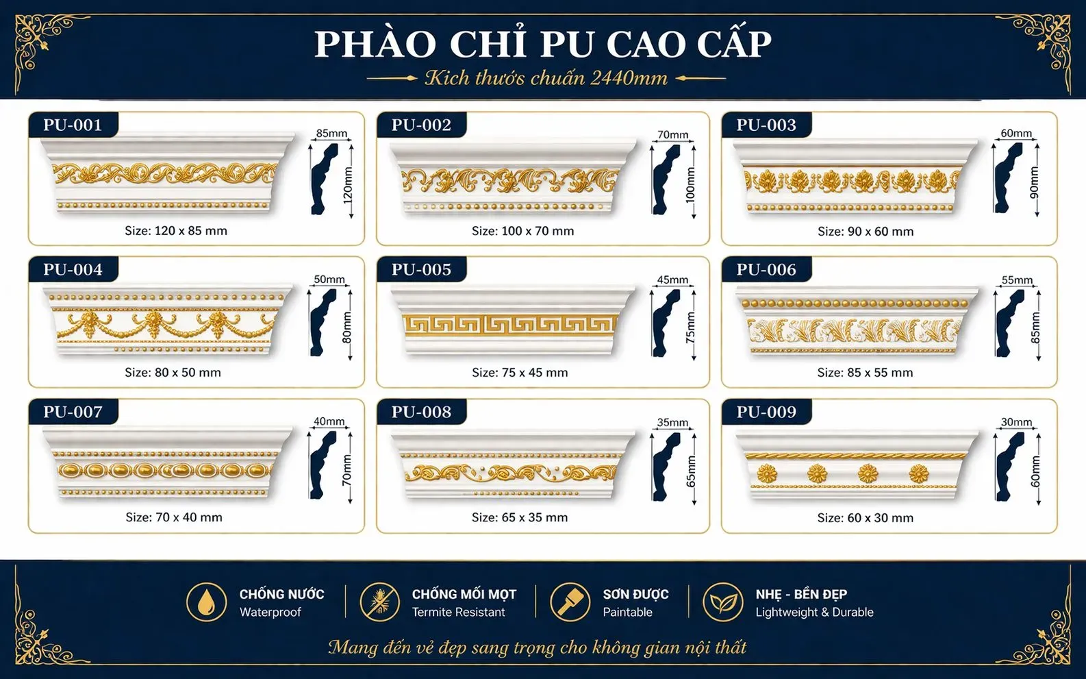 Vì sao phào chỉ PU được ưa chuộng?